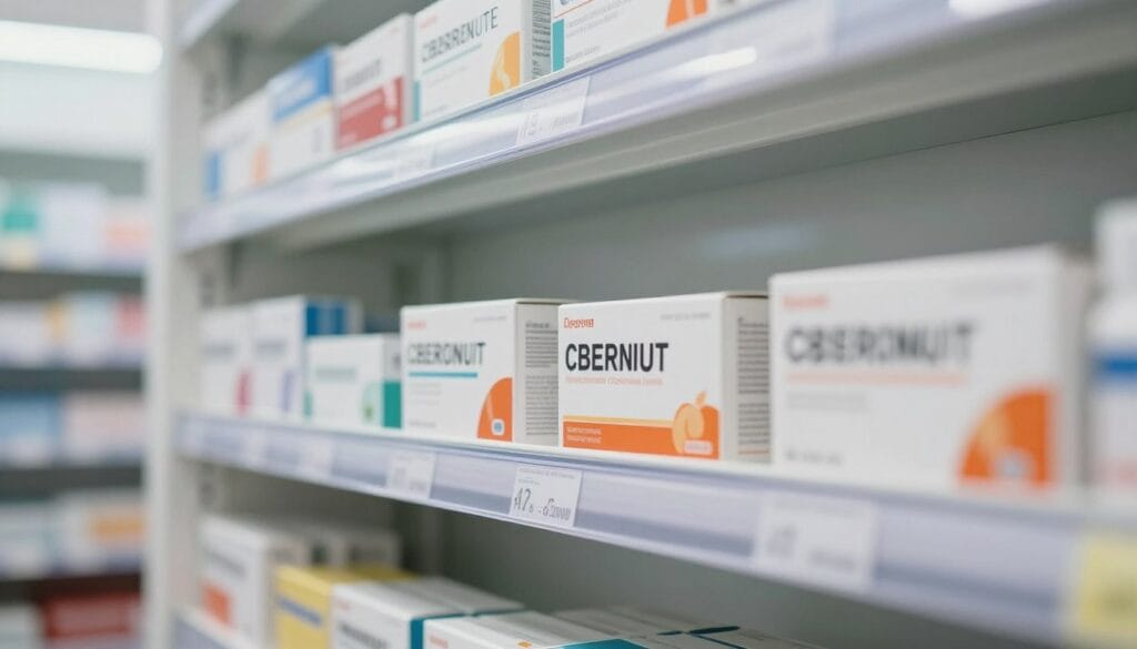 Cinematic close-up of a modern pharmacy shelf with organized medicine boxes, bright and professional lighting, soft focus background, 4k. Cinematic close-up of a modern pharmacy shelf with organized medicine boxes, bright and professional lighting, soft focus background, 4k.